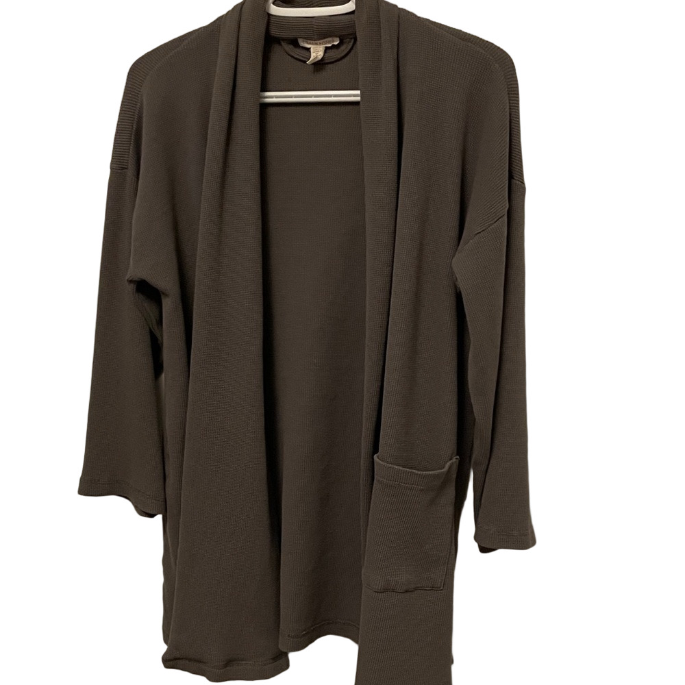 Women’s Eileen Fisher Grey Waffle Knit Open Cardigan Size S/M